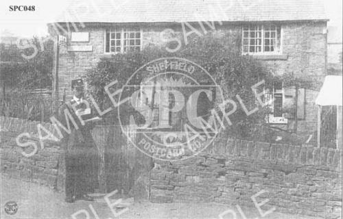 Postman outside Totley Post Office