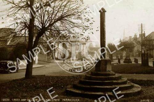 spc00064: Cross And Village, Gt. Longstone, Derbyshire