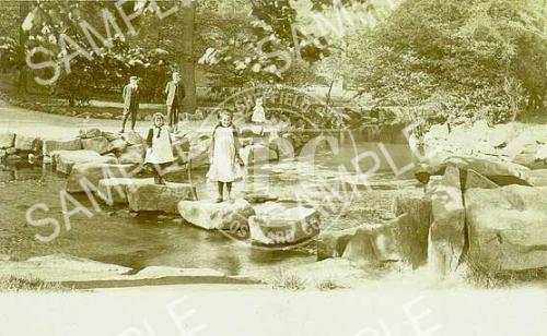 spc00253: The stepping stones at Endcliffe Park, Sheffield, c 1904 (NS14)
