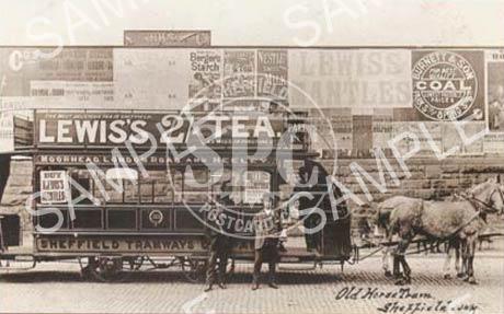 Old horse tram at Heeley terminus, Sheffield c1886 (NT3)