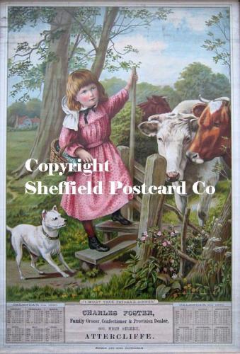 spc632: Attercliffe - Charles Foster, Grocer, 1890, (girl with dog)
